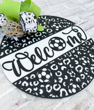 Load image into Gallery viewer, Welcome Soccer Leopard Door Hanger