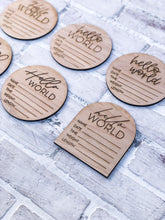 Load image into Gallery viewer, Hello World Baby Birth Stats Sign - Baby Shower Gift