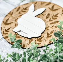 Load image into Gallery viewer, Floral & Shiplap Bunny Round Sign