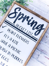 Load image into Gallery viewer, Rustic Framed Farmhouse Spring Bucket List Sign - Wall Decor