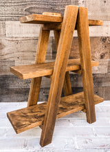 Load image into Gallery viewer, Farmhouse Collapsible Tiered Tray Ladder Display - Rustic Shelf