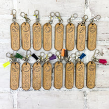 Load image into Gallery viewer, Dad/Mom Wood Sports Tassel Keychain - Personalized Gift
