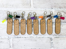 Load image into Gallery viewer, Dad/Mom Wood Sports Tassel Keychain - Personalized Gift