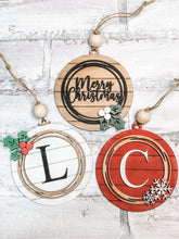 Load image into Gallery viewer, Farmhouse Initial Christmas Ornament - Merry Christmas