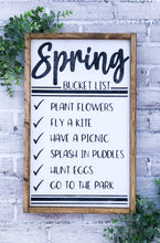 Load image into Gallery viewer, Rustic Framed Farmhouse Spring Bucket List Sign - Wall Decor
