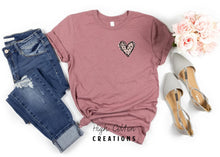 Load image into Gallery viewer, Leopard Heart Pocket Design Adult Tee