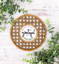 Load image into Gallery viewer, Interchangeable Rattan Leaning Sign - Thankful - Grateful - Blessed