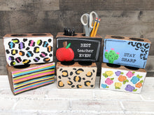 Load image into Gallery viewer, Hand Painted Wooden Sugar Mold Desk Organizer - Teacher Gift - Classroom Decor