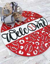 Load image into Gallery viewer, Welcome Baseball Leopard Door Hanger