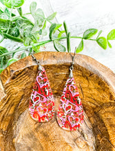 Load image into Gallery viewer, Interlocking Hearts Acrylic Teardrop Earrings - Valentine’s Day