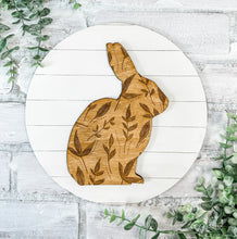 Load image into Gallery viewer, Floral &amp; Shiplap Bunny Round Sign
