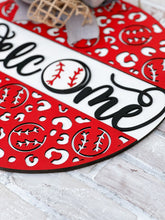 Load image into Gallery viewer, Welcome Baseball Leopard Door Hanger