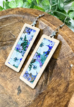 Load image into Gallery viewer, Blueberry Floral Acrylic & Cherry Wood Inset Earrings