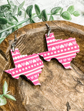 Load image into Gallery viewer, Valentine’s Day Texas Serape Hearts Acrylic Earrings