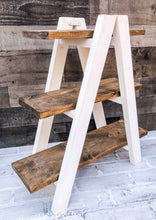 Load image into Gallery viewer, Farmhouse Collapsible Tiered Tray Ladder Display - Rustic Shelf
