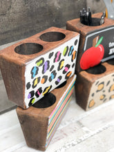 Load image into Gallery viewer, Hand Painted Wooden Sugar Mold Desk Organizer - Teacher Gift - Classroom Decor