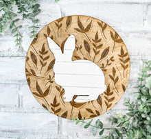 Load image into Gallery viewer, Floral & Shiplap Bunny Round Sign