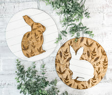 Load image into Gallery viewer, Floral & Shiplap Bunny Round Sign