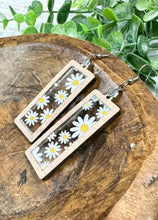 Load image into Gallery viewer, Daisies Floral Acrylic & Cherry Wood Inset Earrings