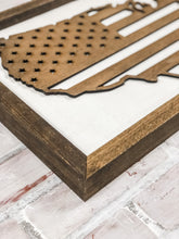 Load image into Gallery viewer, Natural USA Patriotic Framed Sign - Farmhouse Wall Decor