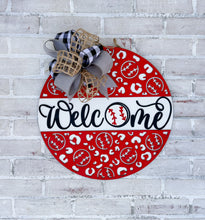 Load image into Gallery viewer, Welcome Baseball Leopard Door Hanger