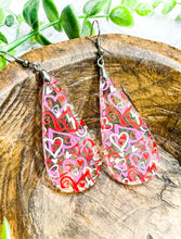 Load image into Gallery viewer, Interlocking Hearts Acrylic Teardrop Earrings - Valentine’s Day