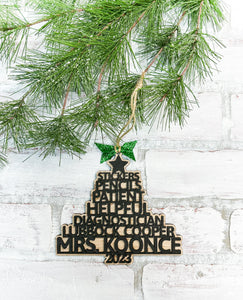 Teacher Christmas Tree Ornament - Personalized Gift