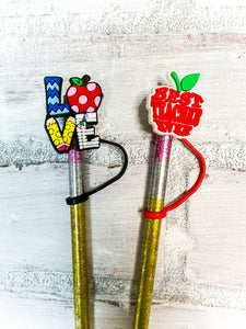 Pencil Straw with Teacher Topper