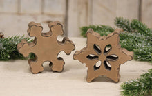 Load image into Gallery viewer, Antiqued Wooden Chunky Snowflake, Set of 2 Assorted
