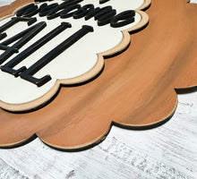 Load image into Gallery viewer, Welcome Fall Scalloped Pumpkin Door Hanger
