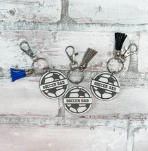 Load image into Gallery viewer, Soccer Mom &amp; Dad Acrylic Tassel Keychain
