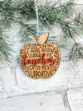 Load image into Gallery viewer, Apple Teacher Christmas Ornament
