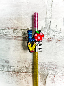 Pencil Straw with Teacher Charm