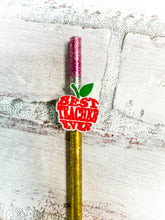 Load image into Gallery viewer, Pencil Straw with Teacher Charm
