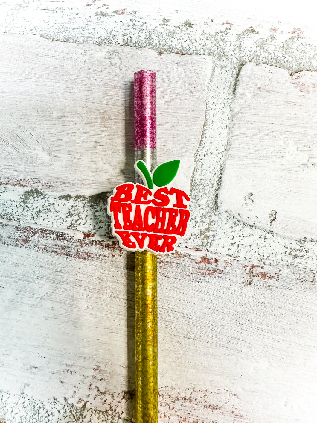 Pencil Straw with Teacher Charm