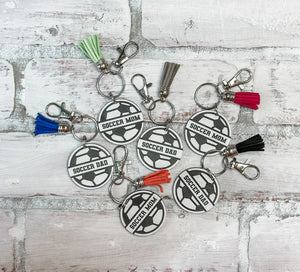 Soccer Mom & Dad Acrylic Tassel Keychain
