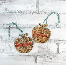Load image into Gallery viewer, Apple Teacher Christmas Ornament
