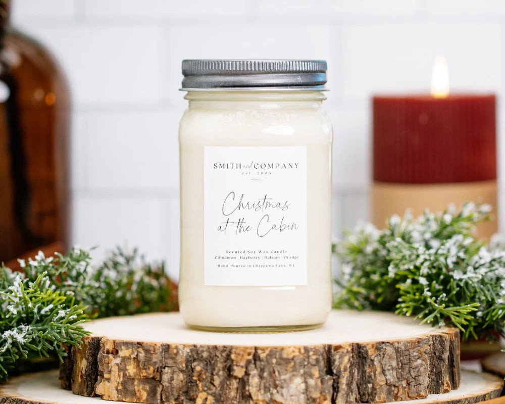 Christmas at the Cabin - Smith & Co. Candles 16 oz. Mason Jar Soy Wax Candle