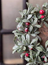 Load image into Gallery viewer, Crystalline Mistleberry Candle Ring - Christmas Greenery - Winter Decor
