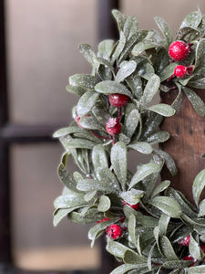 Crystalline Mistleberry Candle Ring - Christmas Greenery - Winter Decor