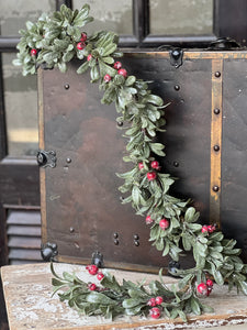 Crystalline Mistleberry Garland - Christmas Greenery - Winter Decor