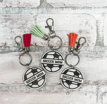 Load image into Gallery viewer, Soccer Mom &amp; Dad Acrylic Tassel Keychain
