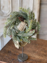 Load image into Gallery viewer, Frosted White Spruce Candle Ring - Christmas Greenery - Winter Decor
