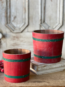 Holiday Barrel Buckets - Christmas Decor - Winter Decor