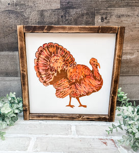Watercolor Turkey Framed Sign