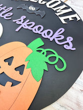 Load image into Gallery viewer, Welcome Little Spooks Halloween Door Hanger
