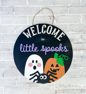 Welcome Little Spooks Halloween Door Hanger
