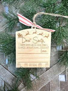 Desr Santa Handwriting Keepsake Christmas Ornament - Personalized