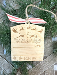 Desr Santa Handwriting Keepsake Christmas Ornament - Personalized