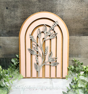 3D Boho Rainbow Floral Arch Wood Leaner Sign